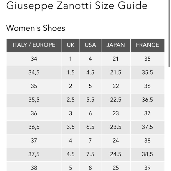 Giuseppe zanotti sizing Clearance
